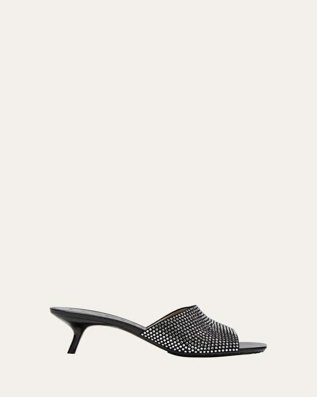 Petal Strass Kitten-Heel Mule Sandals